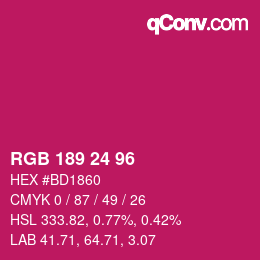カラーコード: RGB 189 24 96 | qconv.com