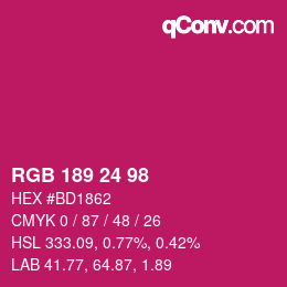 Color code: RGB 189 24 98 | qconv.com