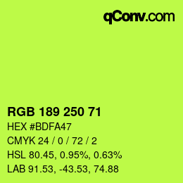 颜色代码: RGB 189 250 71 | qconv.com