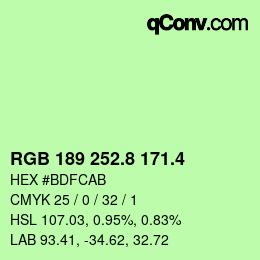 カラーコード: RGB 189 252.8 171.4 | qconv.com