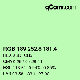カラーコード: RGB 189 252.8 181.4 | qconv.com