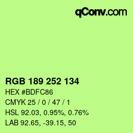 Color code: RGB 189 252 134 | qconv.com