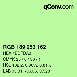 カラーコード: RGB 189 253 162 | qconv.com
