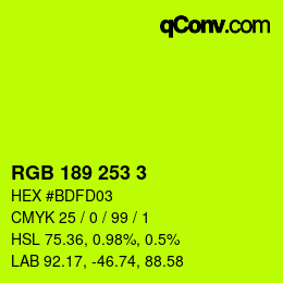 颜色代码: RGB 189 253 3 | qconv.com