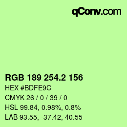 カラーコード: RGB 189 254.2 156 | qconv.com