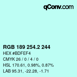 カラーコード: RGB 189 254.2 244 | qconv.com