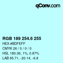 カラーコード: RGB 189 254.6 255 | qconv.com