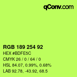 カラーコード: RGB 189 254 92 | qconv.com