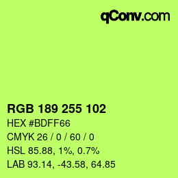 颜色代码: RGB 189 255 102 | qconv.com