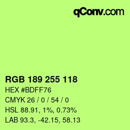 Color code: RGB 189 255 118 | qconv.com