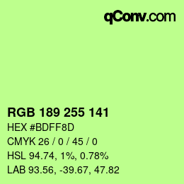 Color code: RGB 189 255 141 | qconv.com