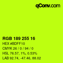 Color code: RGB 189 255 16 | qconv.com