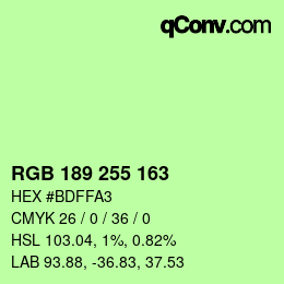 Color code: RGB 189 255 163 | qconv.com