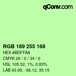 カラーコード: RGB 189 255 168 | qconv.com