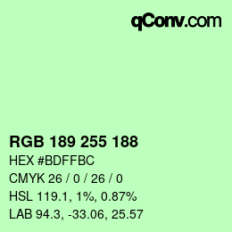 Color code: RGB 189 255 188 | qconv.com