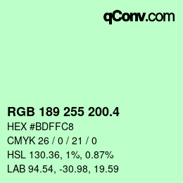 カラーコード: RGB 189 255 200.4 | qconv.com
