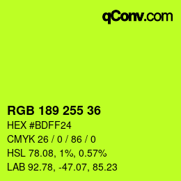 颜色代码: RGB 189 255 36 | qconv.com