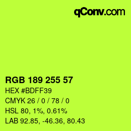 Color code: RGB 189 255 57 | qconv.com