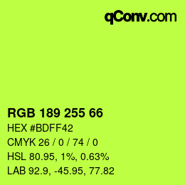Color code: RGB 189 255 66 | qconv.com