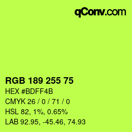 颜色代码: RGB 189 255 75 | qconv.com