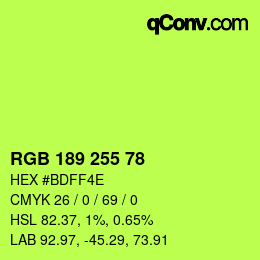 Color code: RGB 189 255 78 | qconv.com