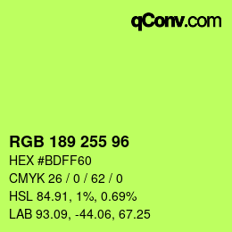 Color code: RGB 189 255 96 | qconv.com