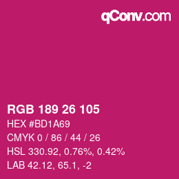 Color code: RGB 189 26 105 | qconv.com