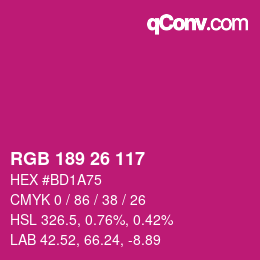 Color code: RGB 189 26 117 | qconv.com