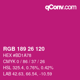 カラーコード: RGB 189 26 120 | qconv.com