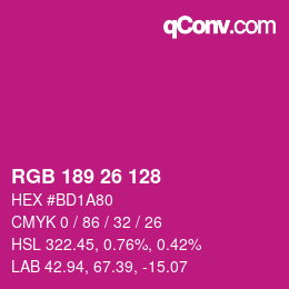 カラーコード: RGB 189 26 128 | qconv.com