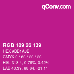 Color code: RGB 189 26 139 | qconv.com