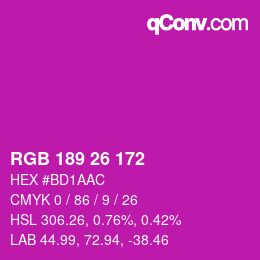 Color code: RGB 189 26 172 | qconv.com