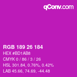 Color code: RGB 189 26 184 | qconv.com
