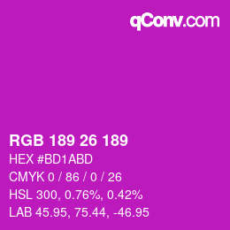 颜色代码: RGB 189 26 189 | qconv.com
