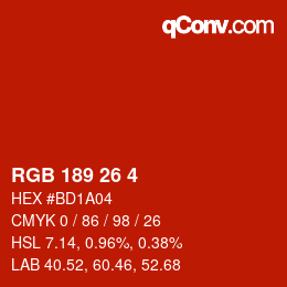 カラーコード: RGB 189 26 4 | qconv.com