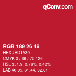 カラーコード: RGB 189 26 48 | qconv.com