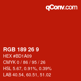 カラーコード: RGB 189 26 9 | qconv.com