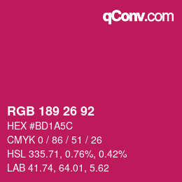 Color code: RGB 189 26 92 | qconv.com