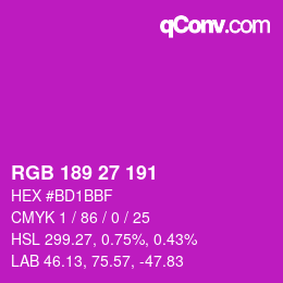 Color code: RGB 189 27 191 | qconv.com