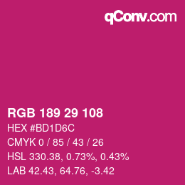 カラーコード: RGB 189 29 108 | qconv.com