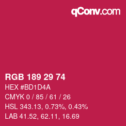 カラーコード: RGB 189 29 74 | qconv.com