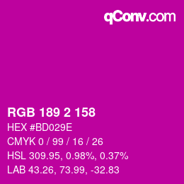カラーコード: RGB 189 2 158 | qconv.com