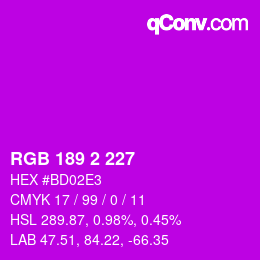 カラーコード: RGB 189 2 227 | qconv.com