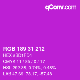 Color code: RGB 189 31 212 | qconv.com