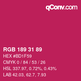 Color code: RGB 189 31 89 | qconv.com