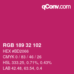 Color code: RGB 189 32 102 | qconv.com