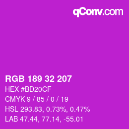 Color code: RGB 189 32 207 | qconv.com