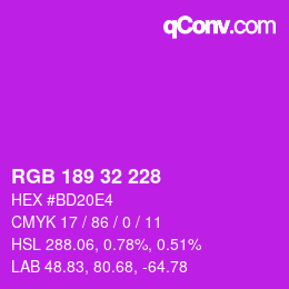 Color code: RGB 189 32 228 | qconv.com
