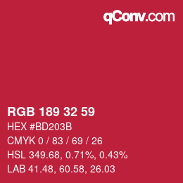 Color code: RGB 189 32 59 | qconv.com