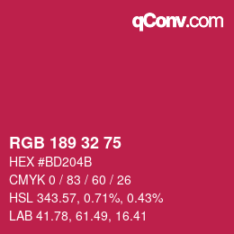 Color code: RGB 189 32 75 | qconv.com